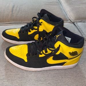 Air Jordan 1 “New Love” - yellow/black sneakers with Nike swoosh size 12 U.S.